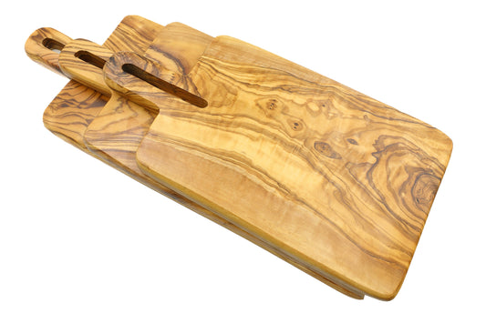 Stylish olive wood presentation board 35 cm, included in the aperitif gift set