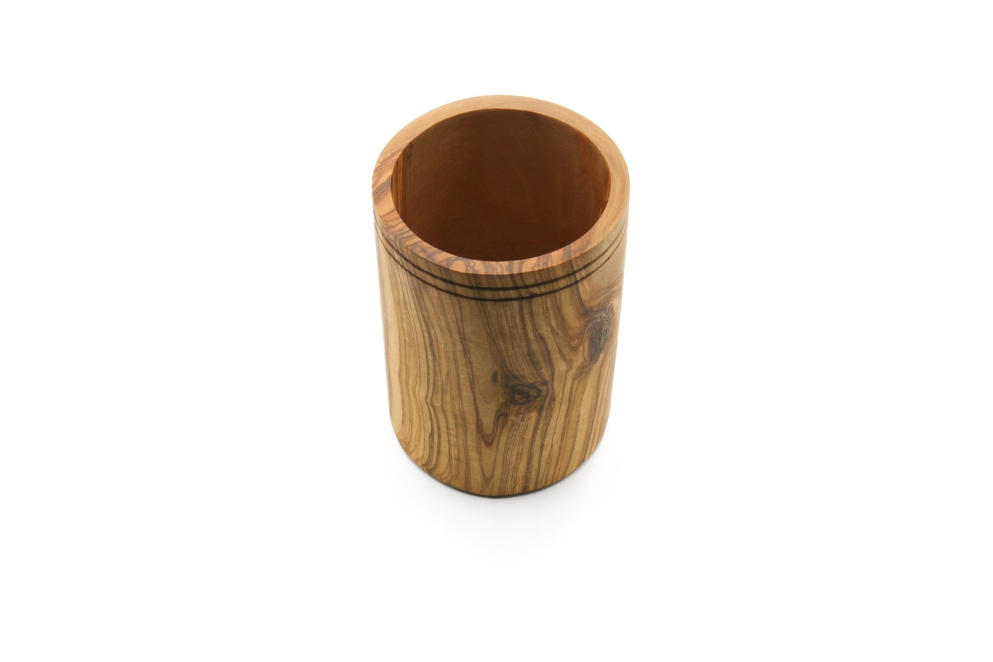 Vintage olive wood utensil caddy for your countertop