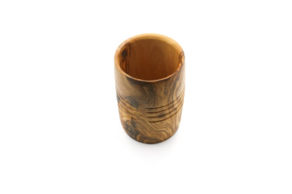 Handcrafted utensil holder made from olive wood