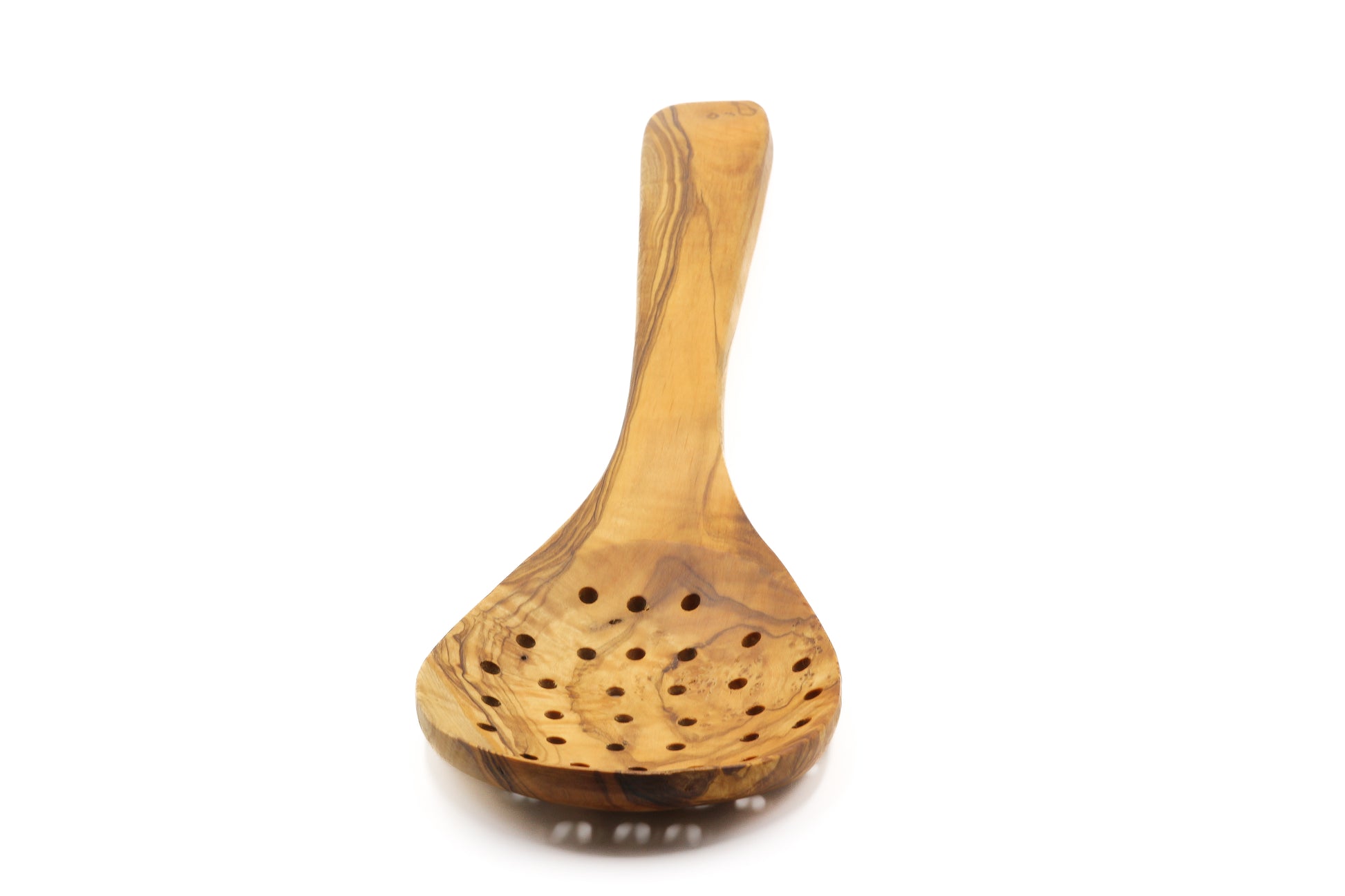 Olive wood draining spoon, skimmer, and serving utensil