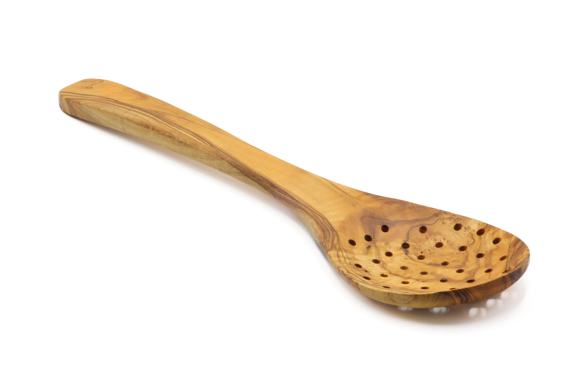 Olive wood sieve, skimmer, and serving spoon