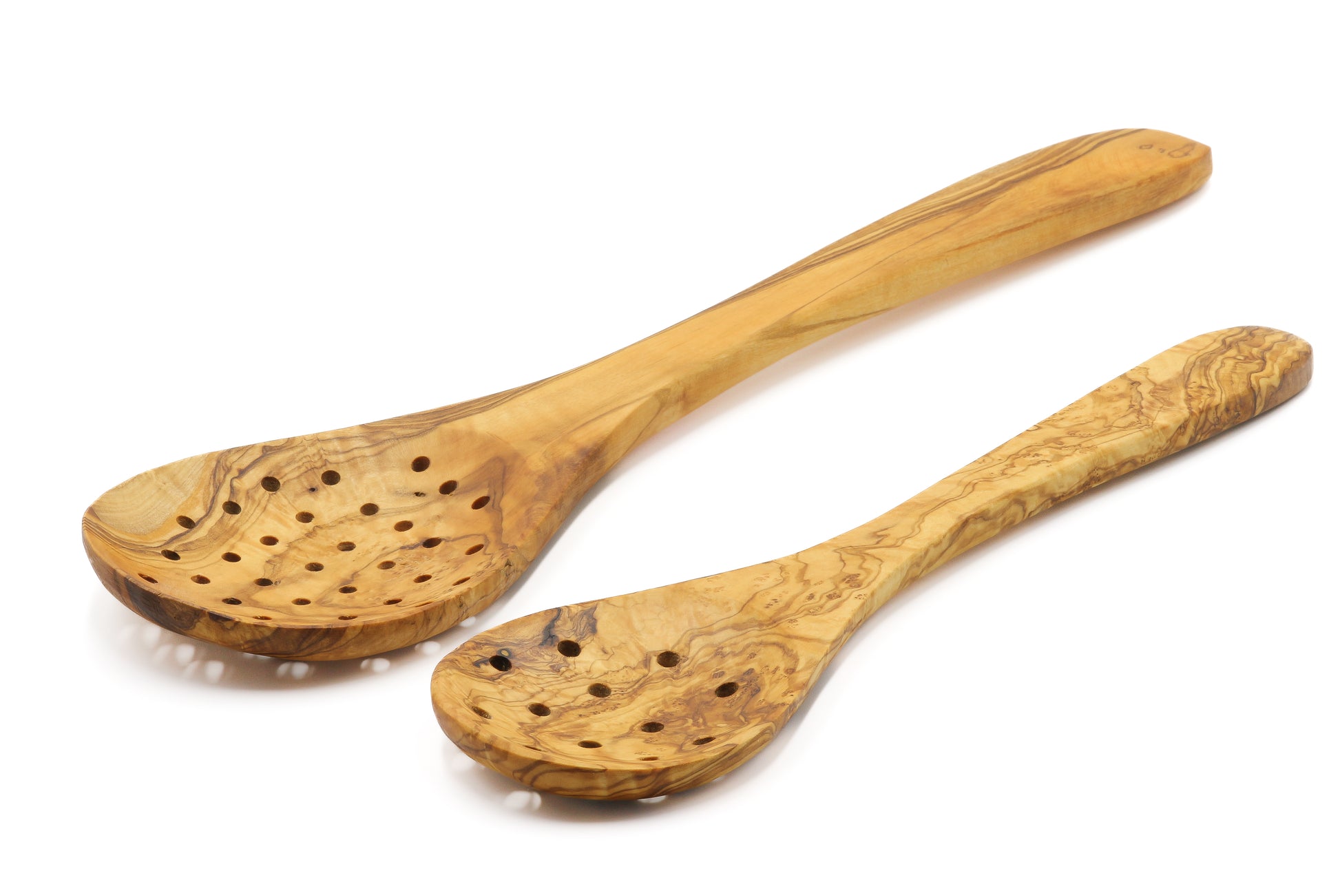 Olive wood strainer ladle, skimmer, and serving spoon