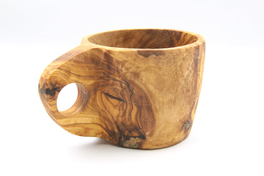 Olive wood handmade kuksa, scandinavian mug