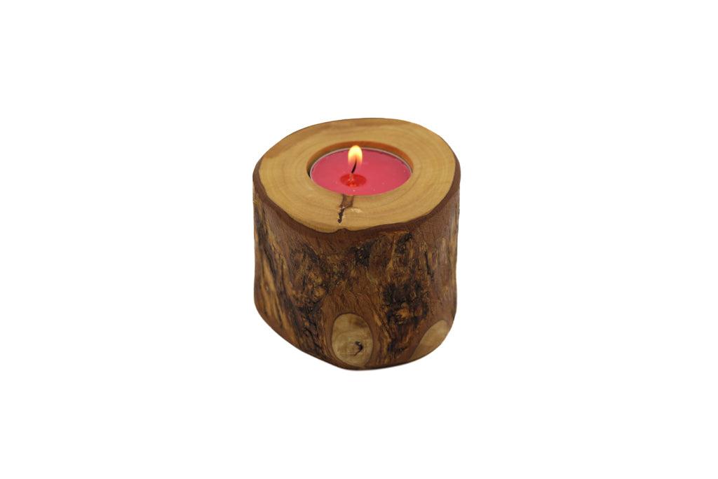 Olive wood candle holders rustic