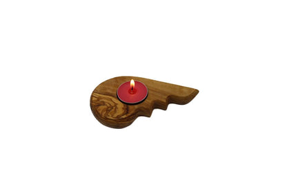 Olive wood candle holders wing