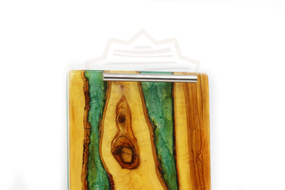Stylish and functional olive wood serving tray with convenient handles