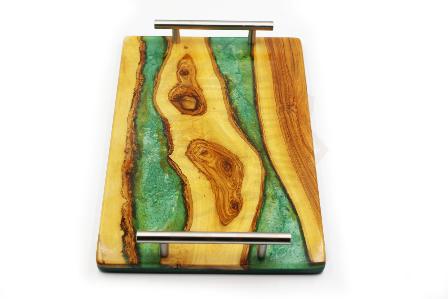 Versatile rectangular olive wood tray for serving and decor purposes